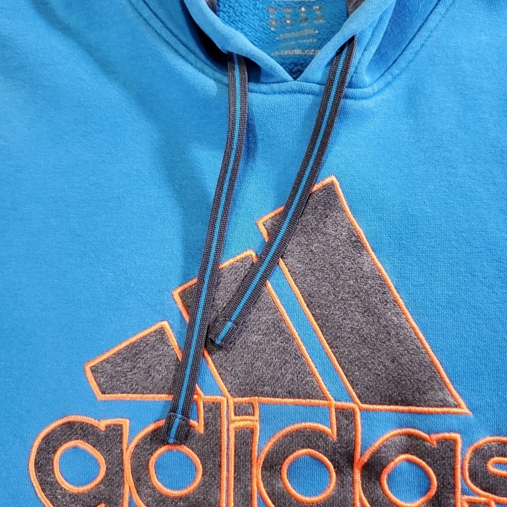 Adidas Pullover Kangaroo Pocket Long Sleeve Hoodie Blue Size XL